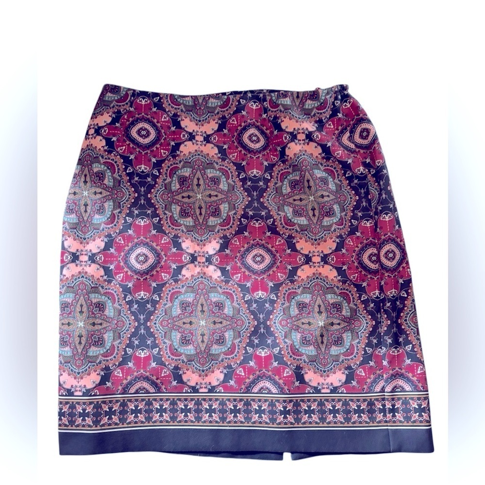 Talbots Woman Basket Weave Paisley A Line Skirt Sz 18W Rich Jeweled Colors